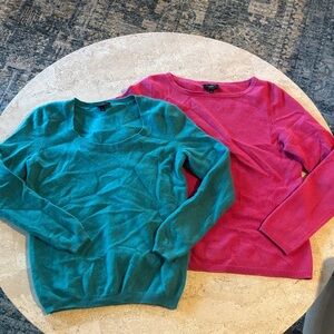 Talbots Petites small Pure Cashmere‎ Women's Teal and Pink Sweater bundle